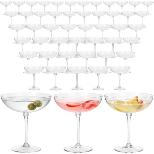 48 Pcs Plastic Coupe Glasses 9 oz Disposable Martini Glasses for Cocktails (48 Count)