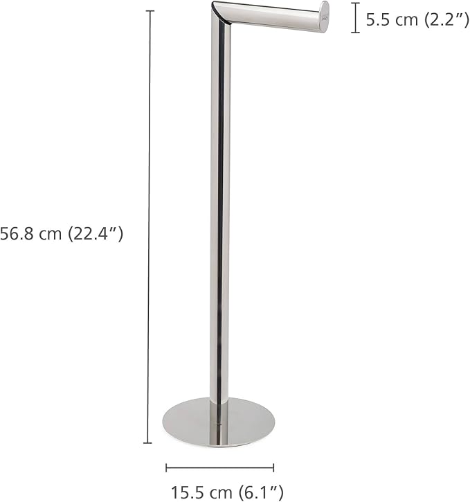 Joseph Joseph EasyStore Luxe 2 in 1 Free-Standing Toilet Paper Holder Stand, Premium Stainless Steel, Up to 4 Toilet Roll Storage