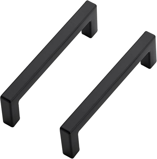 Ravinte 10 Pack Black Drawer Pulls - 3.5 Inch Slim Square Bar Kitchen Handles Matte Black Cabinet Pulls