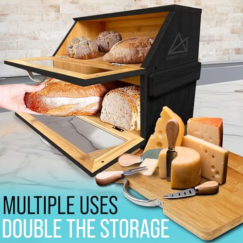 Bread Box with Cutting Board & Knife Set