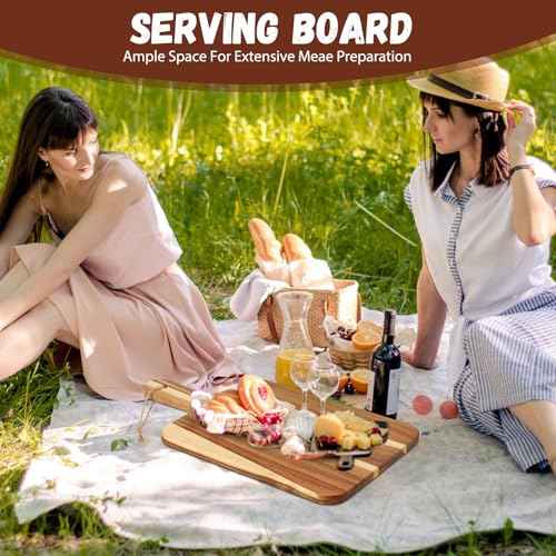 16 Pcs Acacia Wood Cutting Board with Handles Bulk (16 Count)