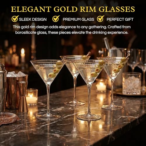Gold Rim Martini Glasses