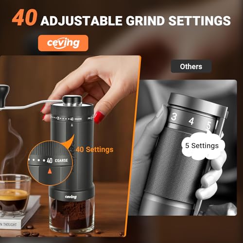 World's First 60g Large Capacity Manual Coffee Grinder (MEGA Gray / Ceramic Burr)