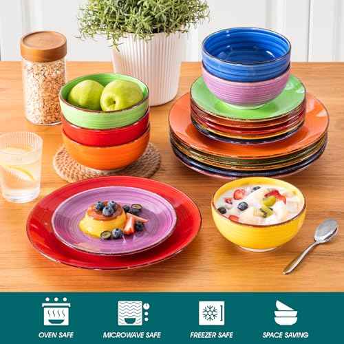 Bonita Dinnerware Set Multicolor Stoneware 18 Pieces Service for 6 (18 Count)