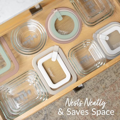 Signature Glass Food Storage Containers with Lids (4-Piece Set (White Stone))