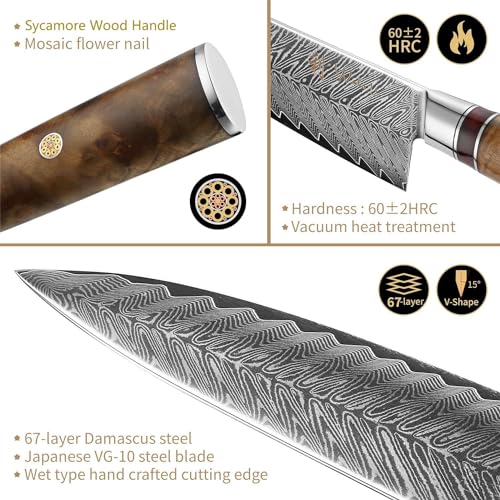 5 Piece Damascus Kitchen Knife Set with Magnetic Block (5 Count)