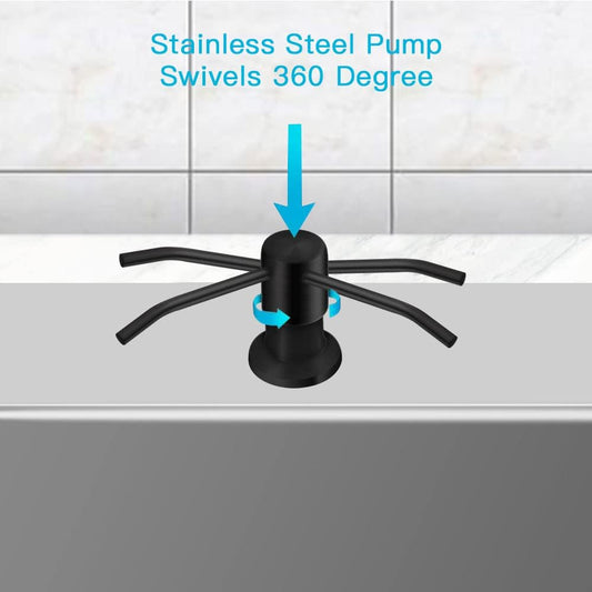 Dish Soap Dispenser for Kitchen Sink, Countertop Sink Soap Dispenser Water Pump with 47” No-Spill Extension Tube Kit Design for Kitchen Bathroom, Easy to Press, No More Refills （Black）