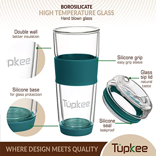 Double Wall Glass Tumbler (Cyan)