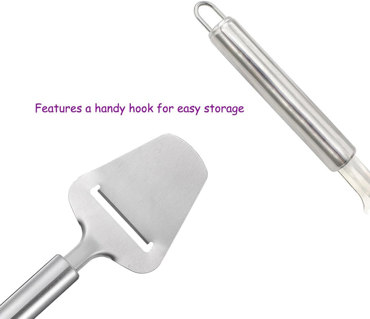 Stainless Steel Handheld Cheese Slicer with Ergonomic Non-Slip Round Handle, Multi-Functional Cheese Cutter for Effortless Slicing of Cheese, Butter, Cake and More