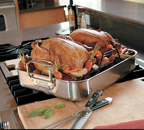 3 Ply Stainless Steel Roasting Pan with Non Stick Rack
