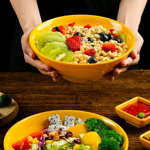Unbreakable Ramen Bowl Set with Chopsticks and Spoon (2 Bowl Set / Yellow)