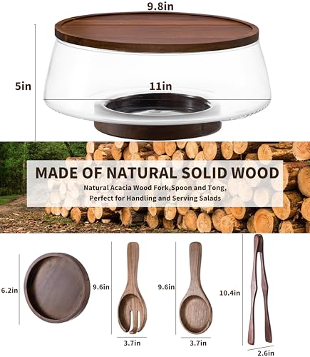 Extra Large Glass Salad Bowl Set (Clear Glass)