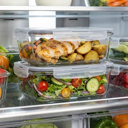 5 Pack 36oz Borosilicate Glass Food Storage Containers Set with Lids (clear)