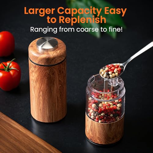 Electric Salt and Pepper Grinder Set Rechargeable (Wood Grain)