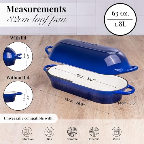 Enamelled Cast Iron Bread Loaf Pot (34cm x 16cm / Dark Blue)