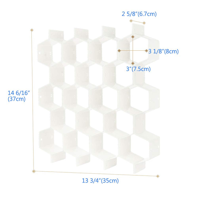 Drawer Divider Organizer 8pcs DIY Plastic Grid Honeycomb Drawer Divider White 2 Pack