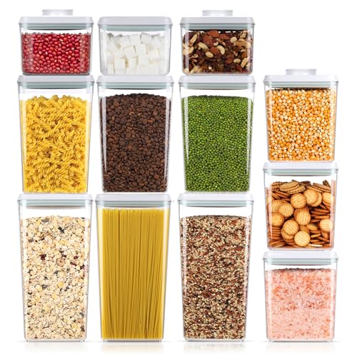 12 Pcs Pop Food Storage Containers Airtight Food Storage Containers Set with Lids Kitchen Pantry Organization and Storage (gray, 12 Pcs)