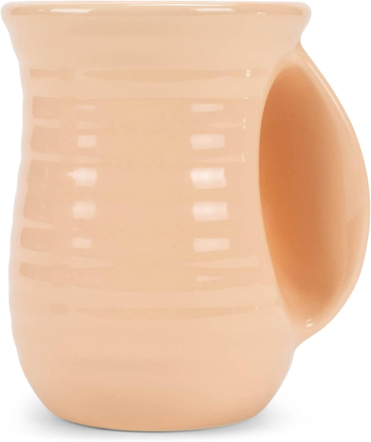 Elanze Designs Ribbed 14 ounce Ceramic Stoneware Handwarmer Mug, Blush Pink