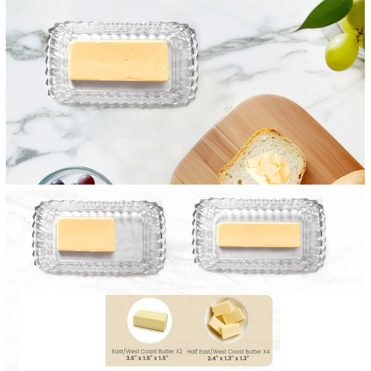 Clear Glass Butter Dish with Lid