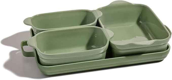 Our Place Bakeware Set | 5-Piece Ceramic Bakeware Collection with Stovetop-to-Oven Griddle Pan | PFAS-Free Non-Toxic Nonstick Pans, Oven Mat & Baking Dishes | Sage