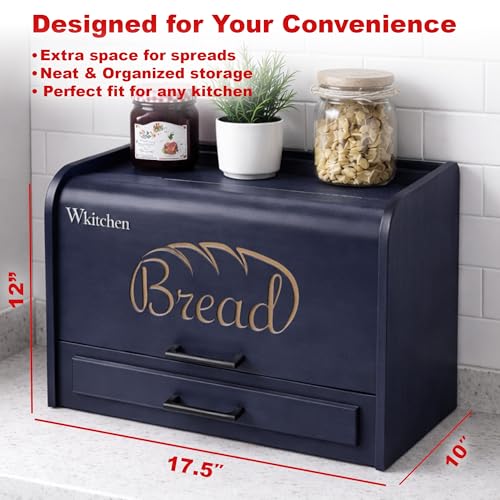 Premium FULLY ASSEMBLED Modern Blue Bread Box (Modern Blue)