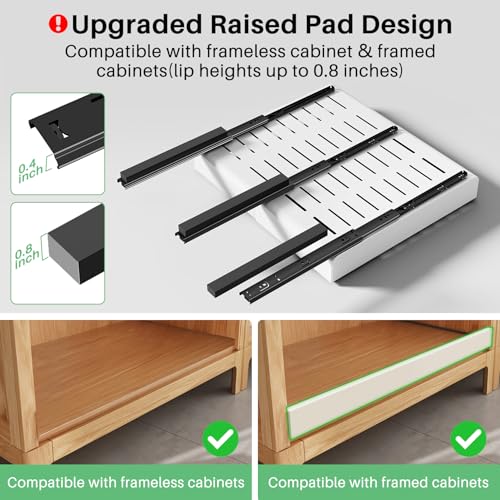 Pull out Cabinet Organizer (White / 21"D×14"-24"W(2 Pack))