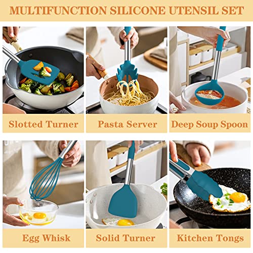 Silicone Kitchen Utensils Set (Dark Blue)