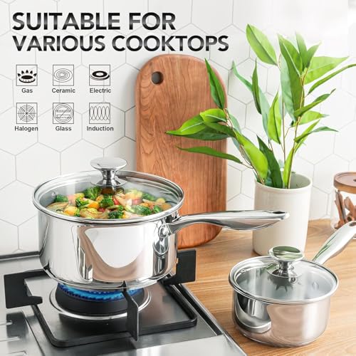 Triply Stainless Steel Saucepan Set with Lids 6pcs