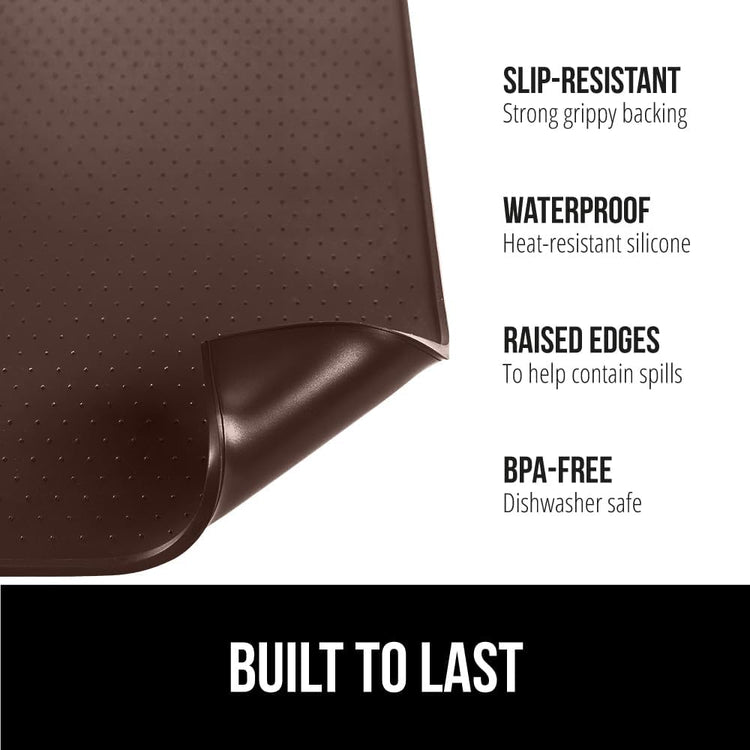 GORILLA GRIP Silicone Coffee Mat, Espresso Drink Bar Station Accessories, Waterproof Heat-Resistant Dish Drying Mats, Stay in Place on Kitchen Counter, Home Kitchen Decor Essentials, 11.5x18.5, Brown