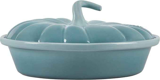 Le Creuset Stoneware Figural Pumpkin Baker with Lid, 9", Sea Salt