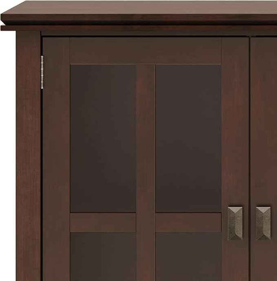 SIMPLIHOME Artisan SOLID WOOD 66 Inch Wide Contemporary Wide 4 Door Storage Cabinet in Russet Brown, For the Living Room, Entryway and Family Room