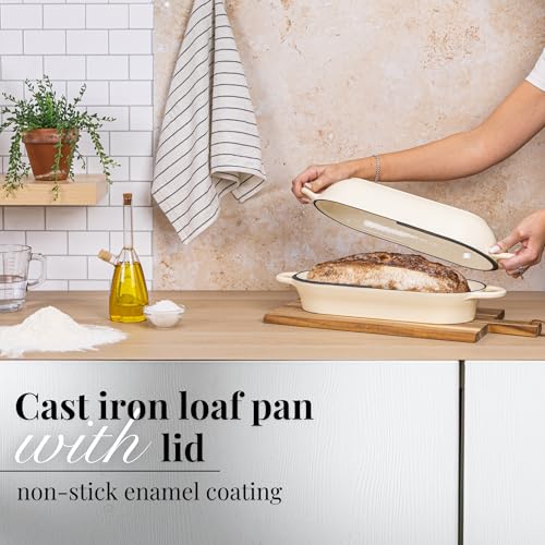 Enamelled Cast Iron Bread Loaf Pot (34cm x 16cm / Cream)