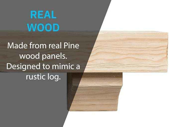 MANTELSDIRECT Breckenridge 48” Fireplace Mantel Shelf with Corbels – Rustic Floating Mantel Shelf for Over Fireplace – Unfinished - Wood Shelf for Wall – Pine Box Construction