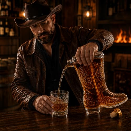 Western Cowboy Boot Whiskey Decanter 27oz