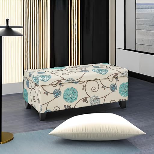 Christopher Knight Home Breanna Fabric Storage Ottoman, White And Blue Floral
