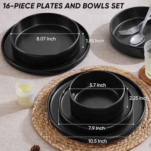 16 Piece Stoneware Dinnerware Sets with Pasta Bowls (16 Count)