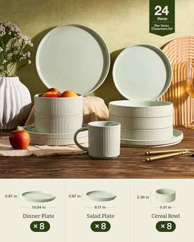 Stoneware Dinnerware Set for 8 (24 Count)