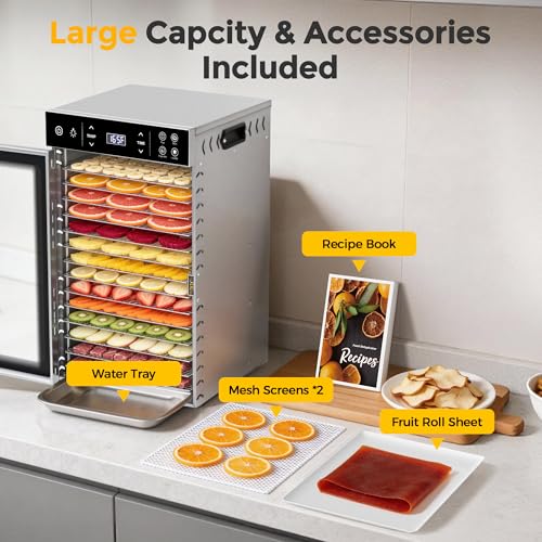 800W Food Dehydrator with 16 Trays for Jerky