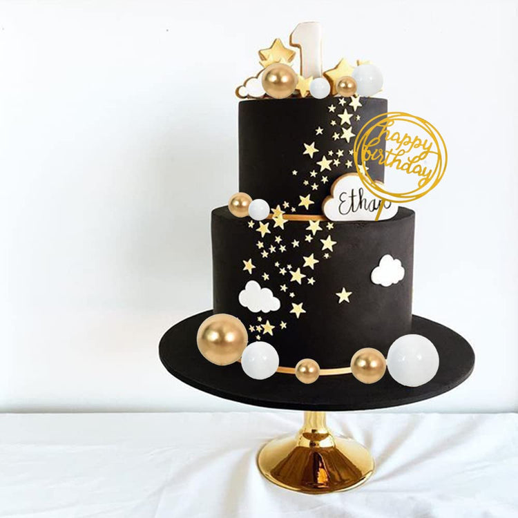 Cake Topper Gold 27 Pack Cupcake Topper with Mini Balls (27 Count)