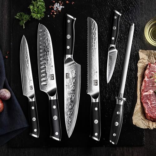 Damascus Kitchen Knife Set (7 Count)