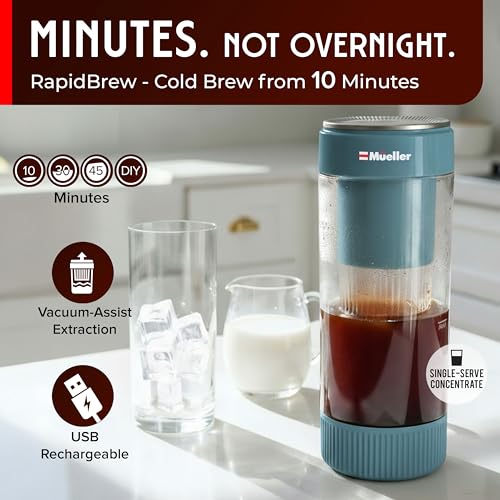 Mueller RapidBrew Cold Brew Iced Coffee Maker (Mineral Blue)