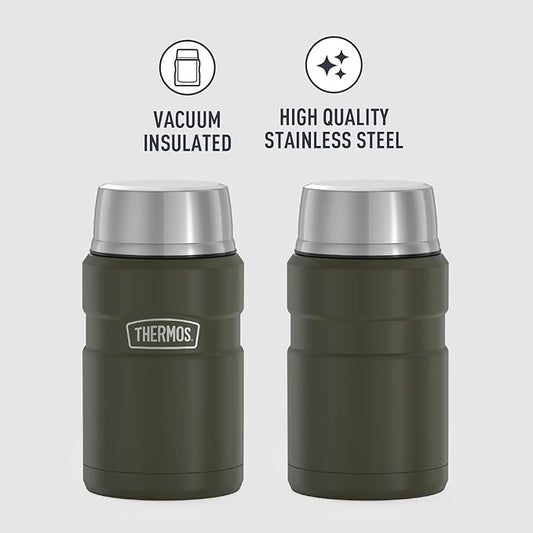THERMOS Stainless King Vacuum-Insulated Food Jar, 24 Ounce, Army Green (Pack of 4)