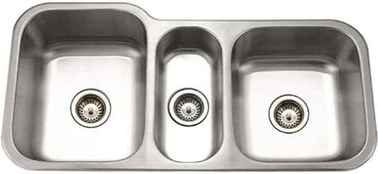 Houzer MGT-4120-1 Medallion Gourmet Series Undermount Stainless Steel Triple Bowl Kitchen Sink