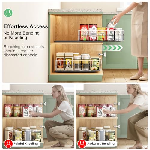 Pull out Cabinet Organizer ((11.8"W x 16.5"D x 4.7"H))