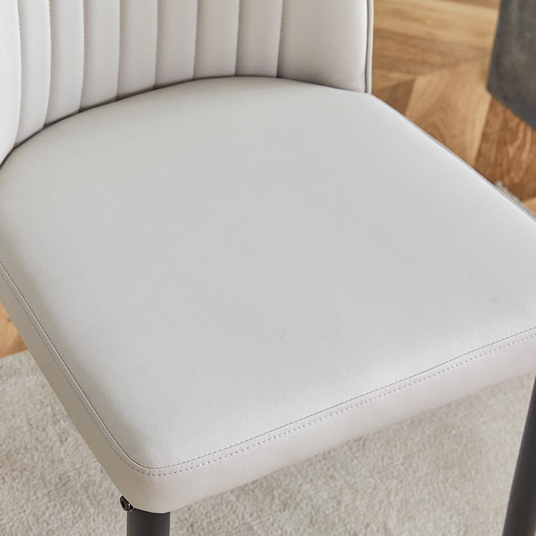 Modern Dining Chairs Set of 4 Gray Kitchen Chairs Set PU Leather Chair with Metal Legs Armless Upholstered Chair for Dinner Room