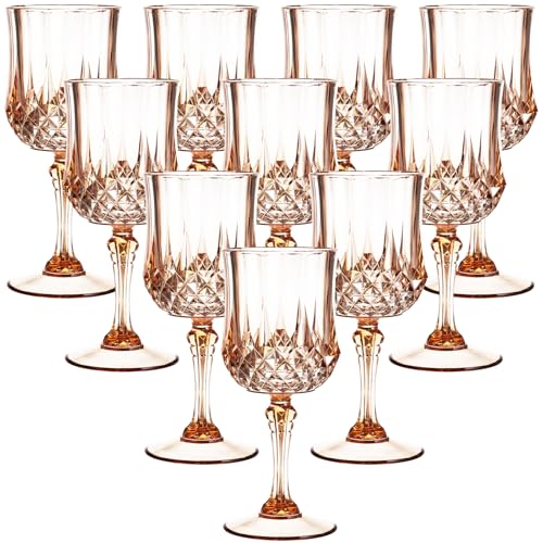 Rose Gold Plastic Wine Glasses (10 Count)