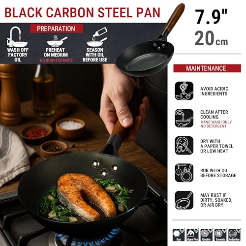 7.9" Pre Seasoned Carbon Steel Frying Pan (7.9 inches)