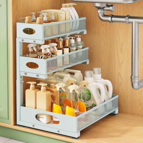 Under Sink Organizer 3 (1-Pack / LightBlue)