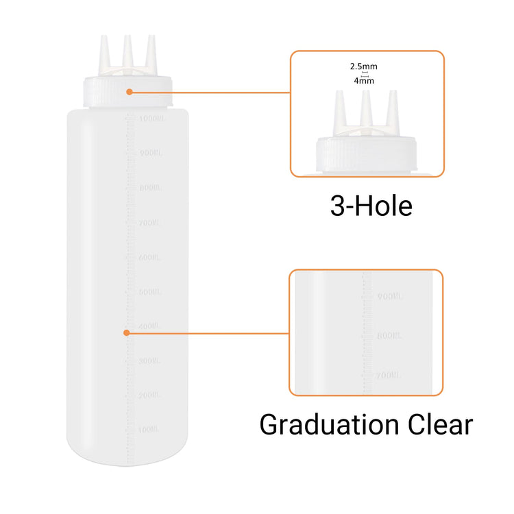 4 Pack 32 oz 1000 ml Plastic Squeeze Bottles 3 (4 Count)