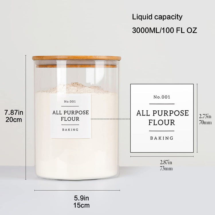 Large Glass Storage Jars With Airtight Bamboo Lid
